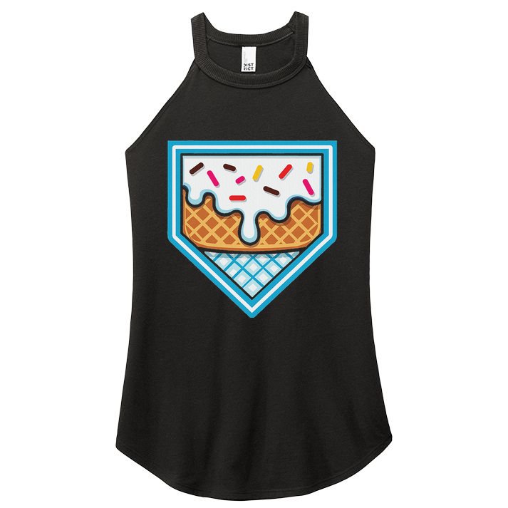 Funny Home Plate Drip Ice Cream Softball Baseball Women's Perfect Tri Rocker Tank