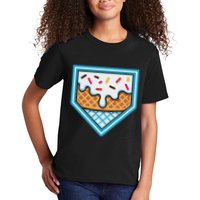 Funny Home Plate Drip Ice Cream Softball Baseball Kids T-Shirt