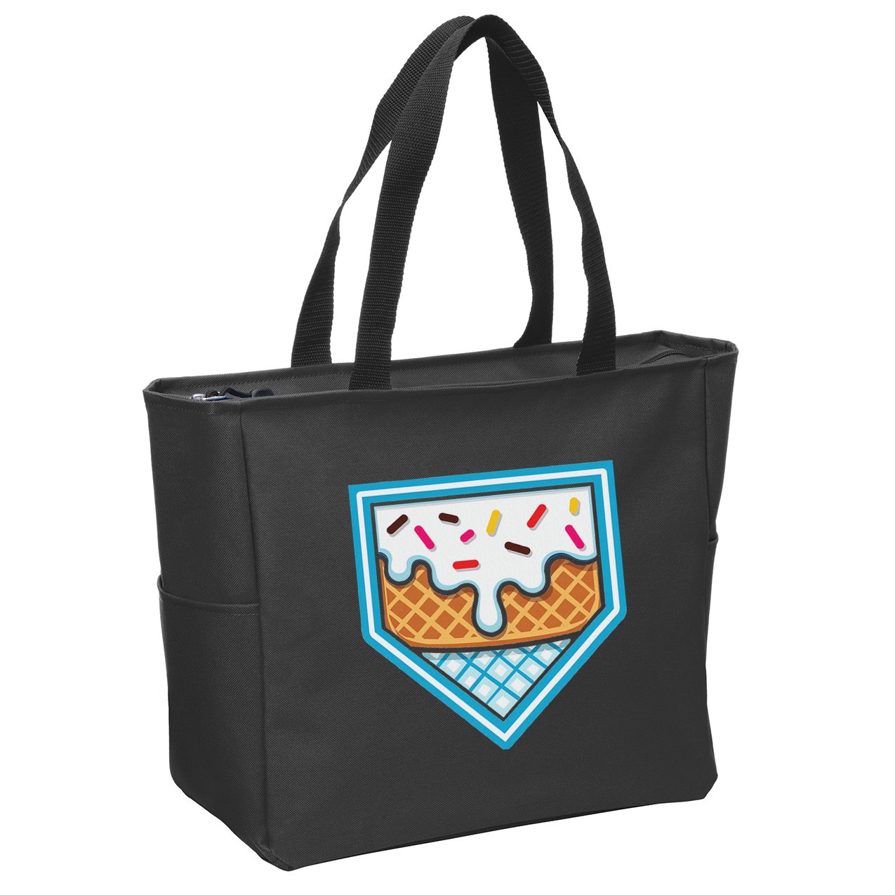 Funny Home Plate Drip Ice Cream Softball Baseball Zip Tote Bag