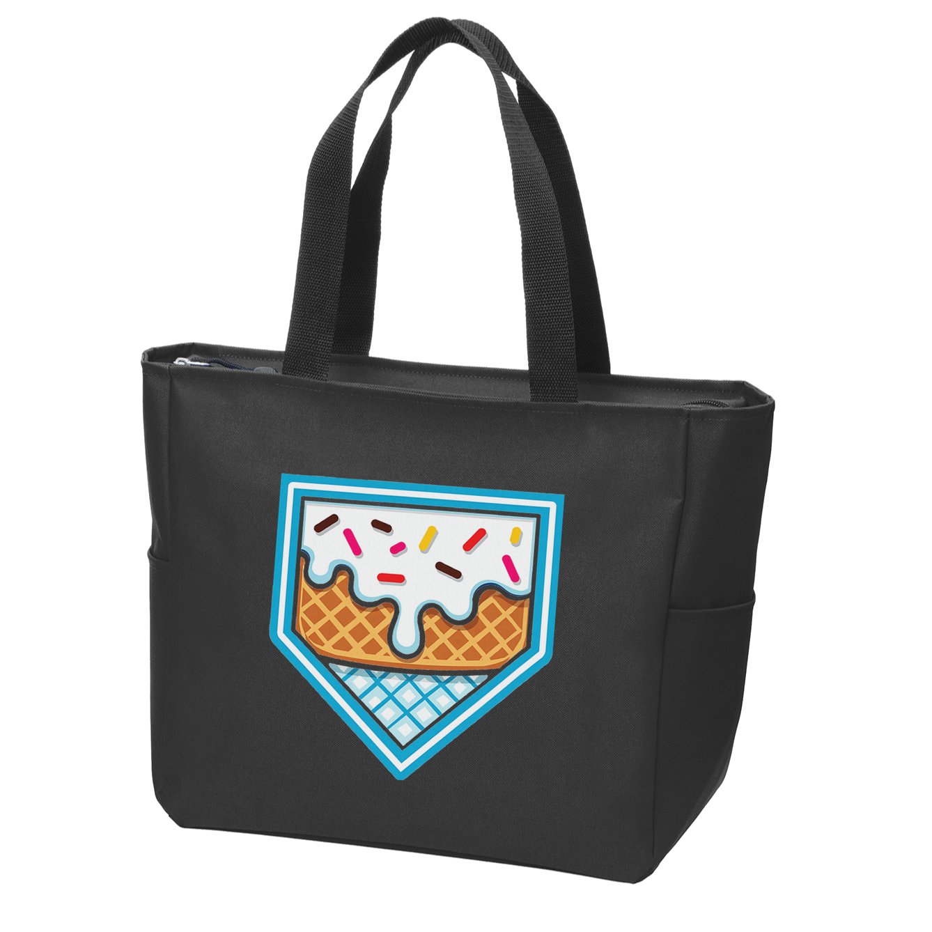 Funny Home Plate Drip Ice Cream Softball Baseball Zip Tote Bag