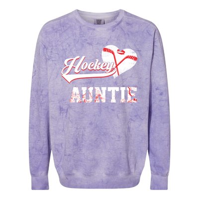 Family Hockey Player Funny Gift Hockey Auntie Cool Gift Colorblast Crewneck Sweatshirt