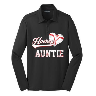 Family Hockey Player Funny Gift Hockey Auntie Cool Gift Silk Touch Performance Long Sleeve Polo