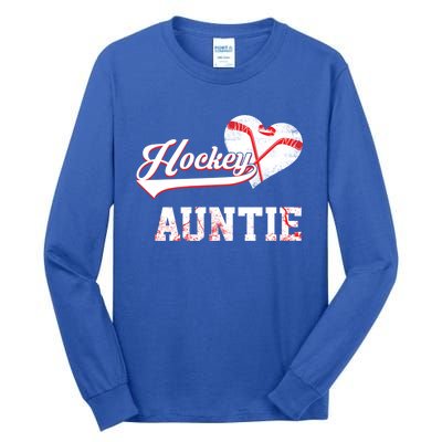 Family Hockey Player Funny Gift Hockey Auntie Cool Gift Tall Long Sleeve T-Shirt