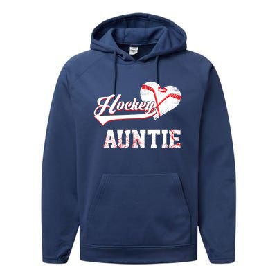 Family Hockey Player Funny Gift Hockey Auntie Cool Gift Performance Fleece Hoodie