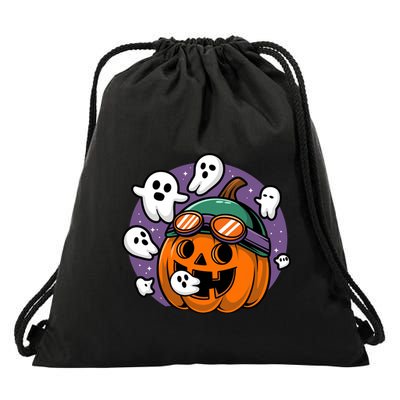 Funny Halloween Pumpkin Eating Ghost Gamer Meaningful Gift Drawstring Bag