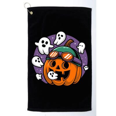 Funny Halloween Pumpkin Eating Ghost Gamer Meaningful Gift Platinum Collection Golf Towel