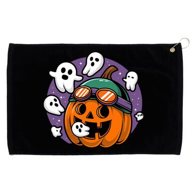 Funny Halloween Pumpkin Eating Ghost Gamer Meaningful Gift Grommeted Golf Towel