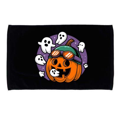 Funny Halloween Pumpkin Eating Ghost Gamer Meaningful Gift Microfiber Hand Towel