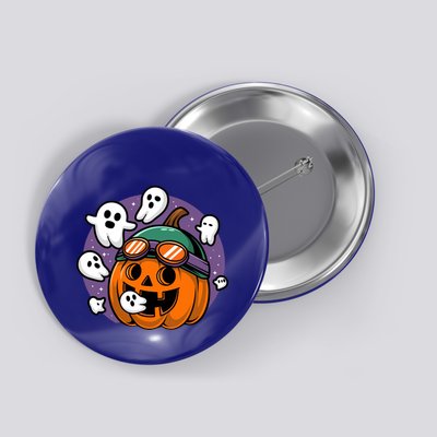 Funny Halloween Pumpkin Eating Ghost Gamer Meaningful Gift Button