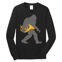 Funny Horn Player Bigfoot Musician With French Horn Long Sleeve Shirt