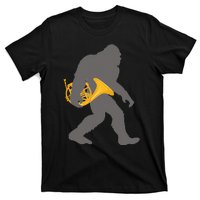 Funny Horn Player Bigfoot Musician With French Horn T-Shirt