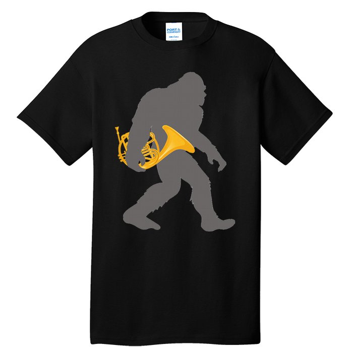 Funny Horn Player Bigfoot Musician With French Horn Tall T-Shirt