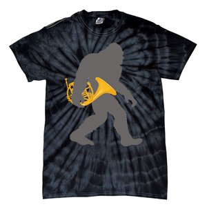 Funny Horn Player Bigfoot Musician With French Horn Tie-Dye T-Shirt