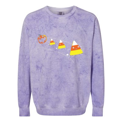 Funny Halloween Pumpkin Eating Candy Corn Colorblast Crewneck Sweatshirt