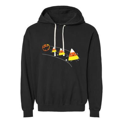 Funny Halloween Pumpkin Eating Candy Corn Garment-Dyed Fleece Hoodie