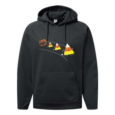 Funny Halloween Pumpkin Eating Candy Corn Performance Fleece Hoodie