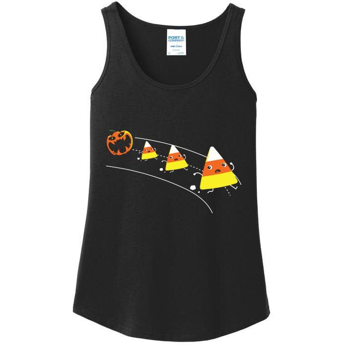 Funny Halloween Pumpkin Eating Candy Corn Ladies Essential Tank