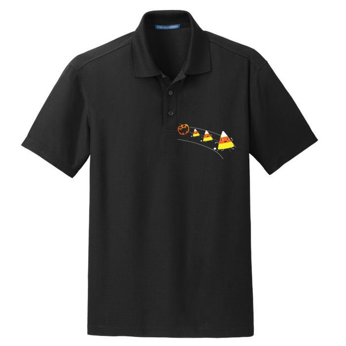 Funny Halloween Pumpkin Eating Candy Corn Dry Zone Grid Polo