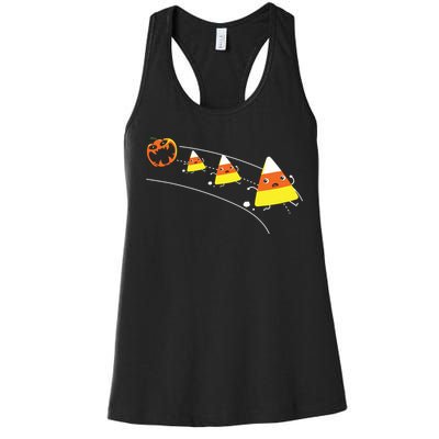 Funny Halloween Pumpkin Eating Candy Corn Women's Racerback Tank