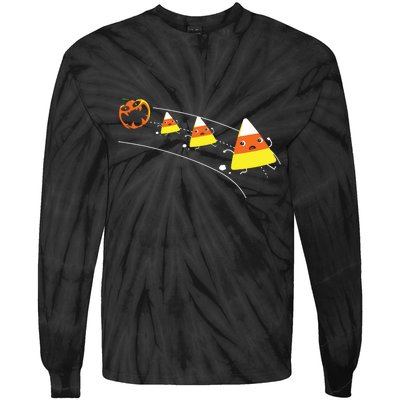 Funny Halloween Pumpkin Eating Candy Corn Tie-Dye Long Sleeve Shirt