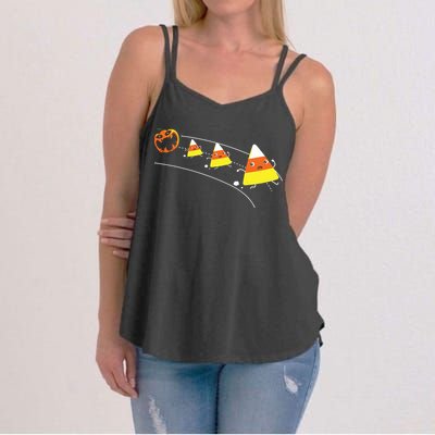 Funny Halloween Pumpkin Eating Candy Corn Women's Strappy Tank