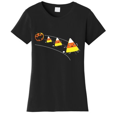 Funny Halloween Pumpkin Eating Candy Corn Women's T-Shirt