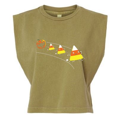 Funny Halloween Pumpkin Eating Candy Corn Garment-Dyed Women's Muscle Tee