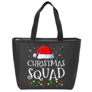 Festive Holiday Pajama Set with Santa Hats Christmas Squad Zip Tote Bag