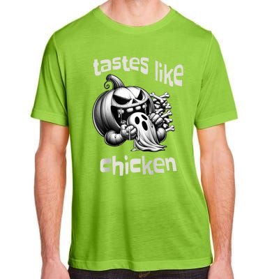 Funny Halloween Pumpkin Eating Ghost Tastes Like Chicken Adult ChromaSoft Performance T-Shirt