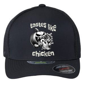 Funny Halloween Pumpkin Eating Ghost Tastes Like Chicken Flexfit Unipanel Trucker Cap