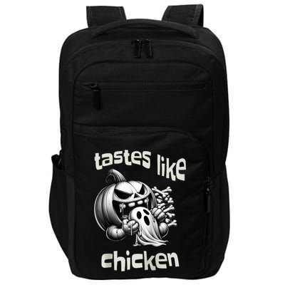 Funny Halloween Pumpkin Eating Ghost Tastes Like Chicken Impact Tech Backpack