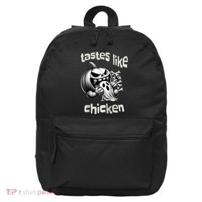 Funny Halloween Pumpkin Eating Ghost Tastes Like Chicken 16 in Basic Backpack