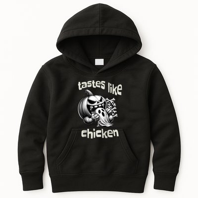 Funny Halloween Pumpkin Eating Ghost Tastes Like Chicken Kids Hoodie