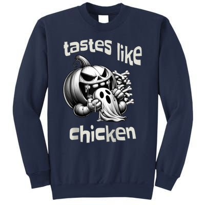 Funny Halloween Pumpkin Eating Ghost Tastes Like Chicken Sweatshirt