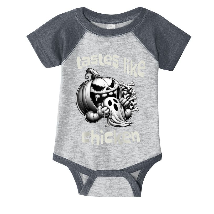Funny Halloween Pumpkin Eating Ghost Tastes Like Chicken Infant Baby Jersey Bodysuit