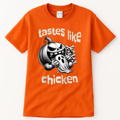 Funny Halloween Pumpkin Eating Ghost Tastes Like Chicken Tall T-Shirt