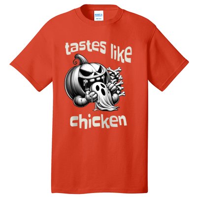 Funny Halloween Pumpkin Eating Ghost Tastes Like Chicken Tall T-Shirt