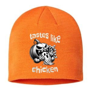 Funny Halloween Pumpkin Eating Ghost Tastes Like Chicken Sustainable Beanie