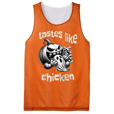 Funny Halloween Pumpkin Eating Ghost Tastes Like Chicken Mesh Reversible Basketball Jersey Tank