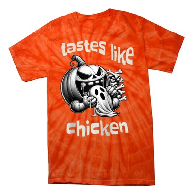 Funny Halloween Pumpkin Eating Ghost Tastes Like Chicken Tie-Dye T-Shirt