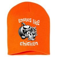 Funny Halloween Pumpkin Eating Ghost Tastes Like Chicken Short Acrylic Beanie