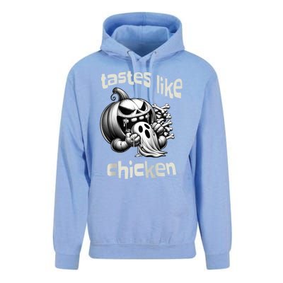 Funny Halloween Pumpkin Eating Ghost Tastes Like Chicken Unisex Surf Hoodie