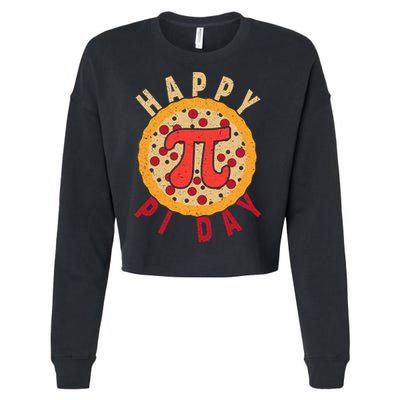 Funny Happy Pi Day Pizza Pie Cropped Pullover Crew