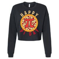 Funny Happy Pi Day Pizza Pie Cropped Pullover Crew