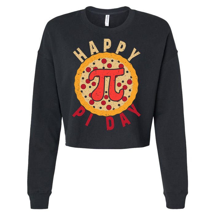 Funny Happy Pi Day Pizza Pie Cropped Pullover Crew
