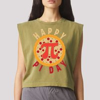 Funny Happy Pi Day Pizza Pie Garment-Dyed Women's Muscle Tee