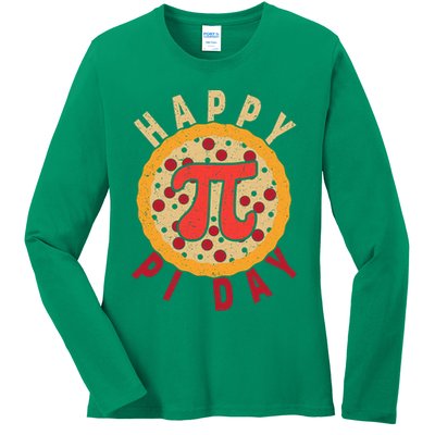 Funny Happy Pi Day Pizza Pie Ladies Long Sleeve Shirt