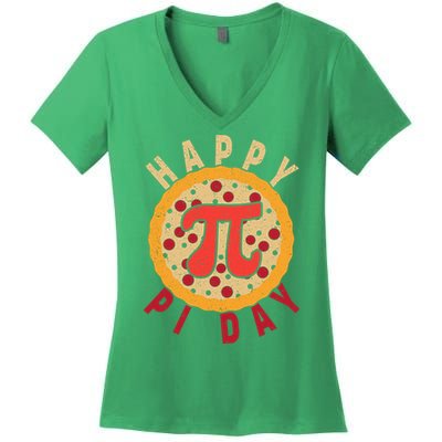 Funny Happy Pi Day Pizza Pie Women's V-Neck T-Shirt