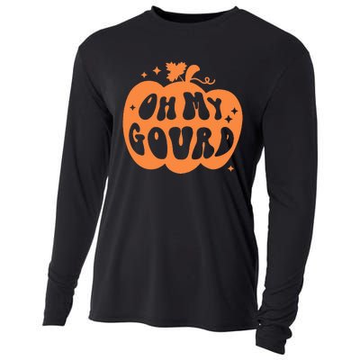 Funny Halloween Pumpkin Oh My Gourd Retro Thanksgiving Cooling Performance Long Sleeve Crew