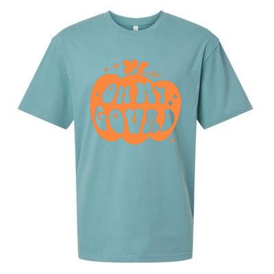 Funny Halloween Pumpkin Oh My Gourd Retro Thanksgiving Sueded Cloud Jersey T-Shirt